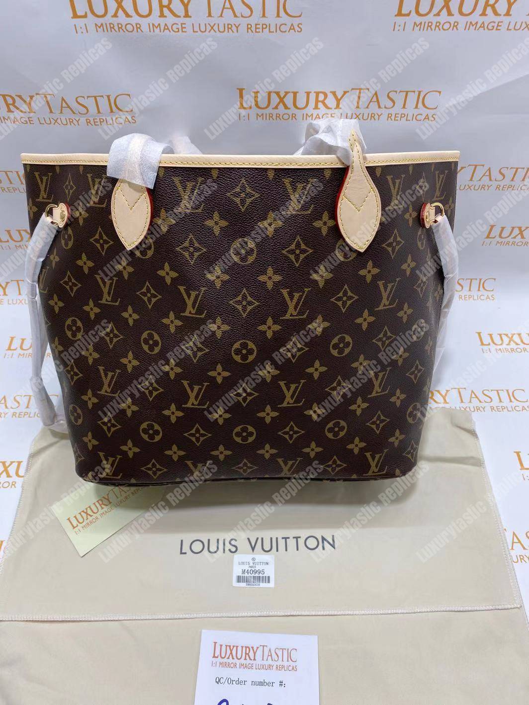 LV Neverfull MM Monogram Beige