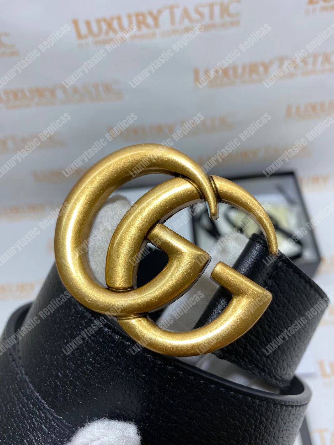 G*u*i leather belt with double g buckle