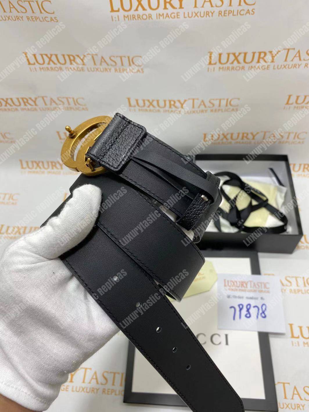 G*u*i leather belt with double g buckle