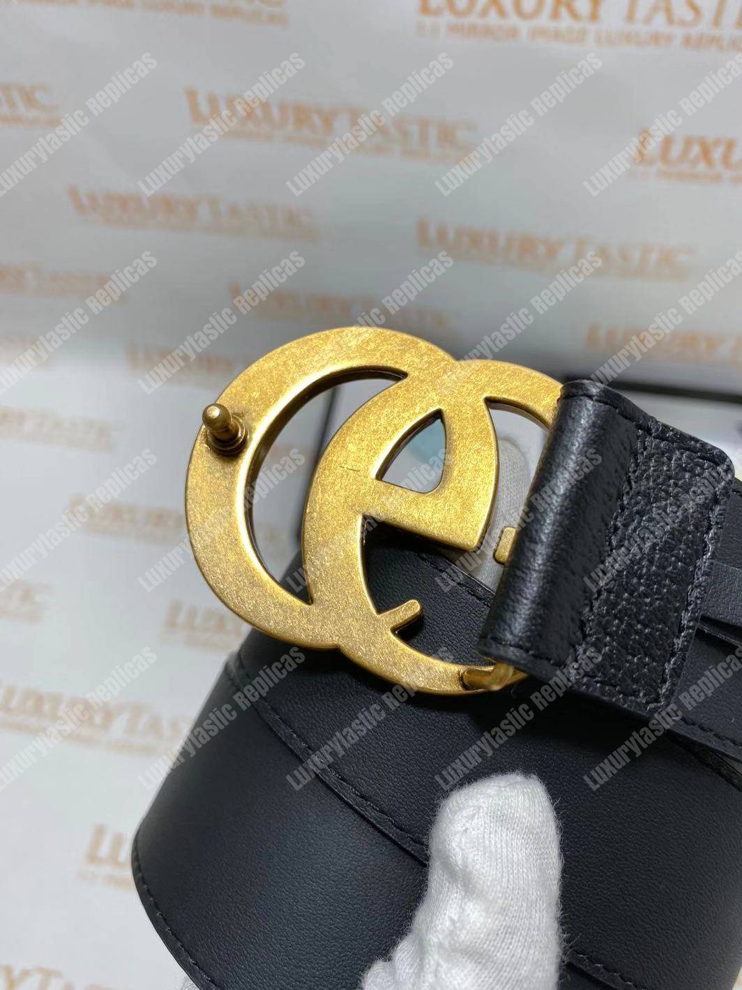G*u*i leather belt with double g buckle