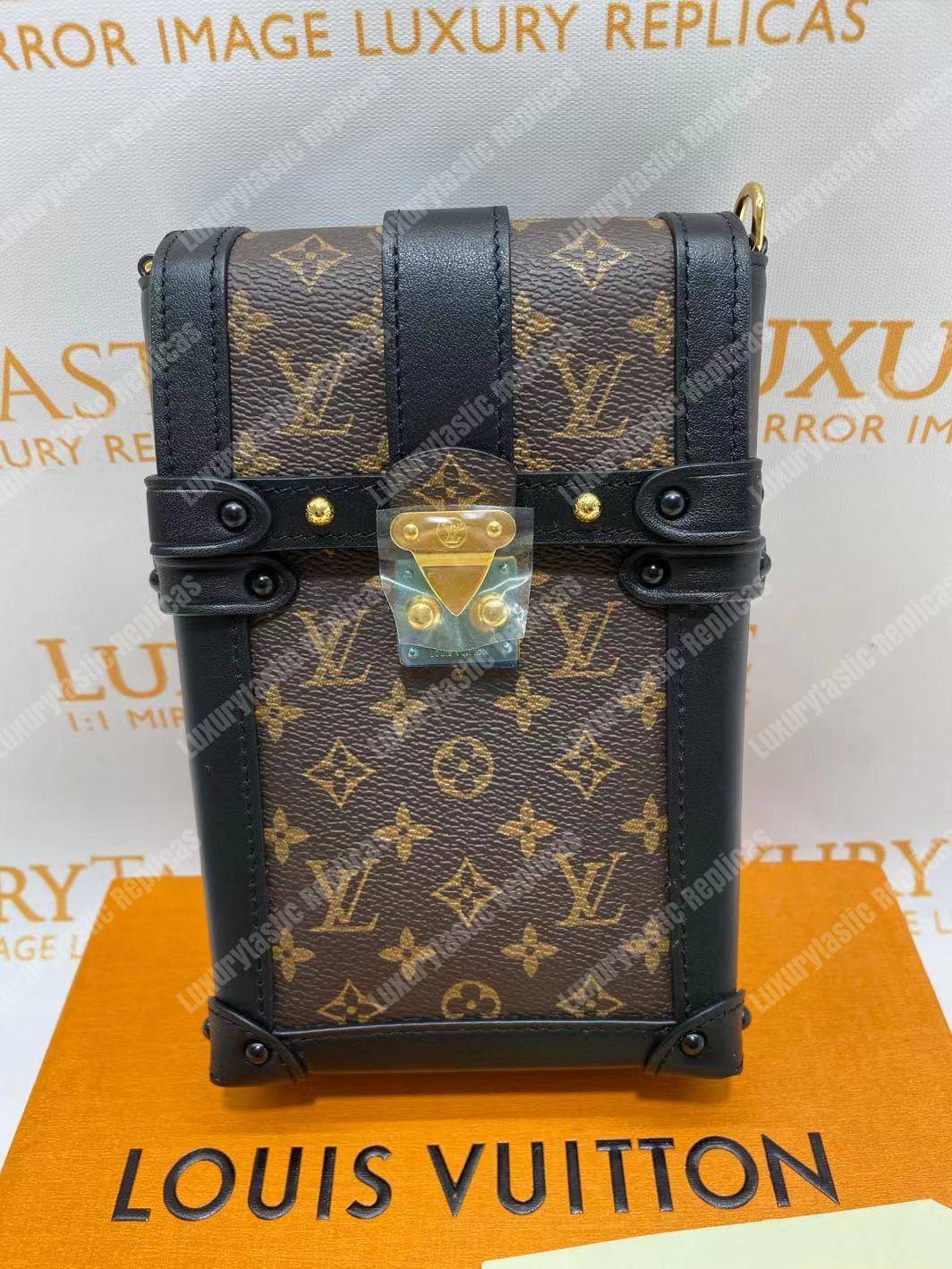 LV Pochette Verticale Trunk Monogram Canvas Black Leather