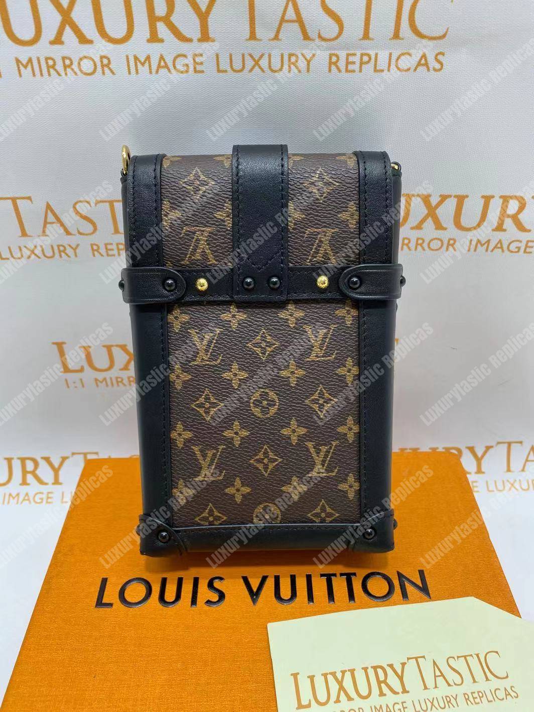 LV Pochette Verticale Trunk Monogram Canvas Black Leather