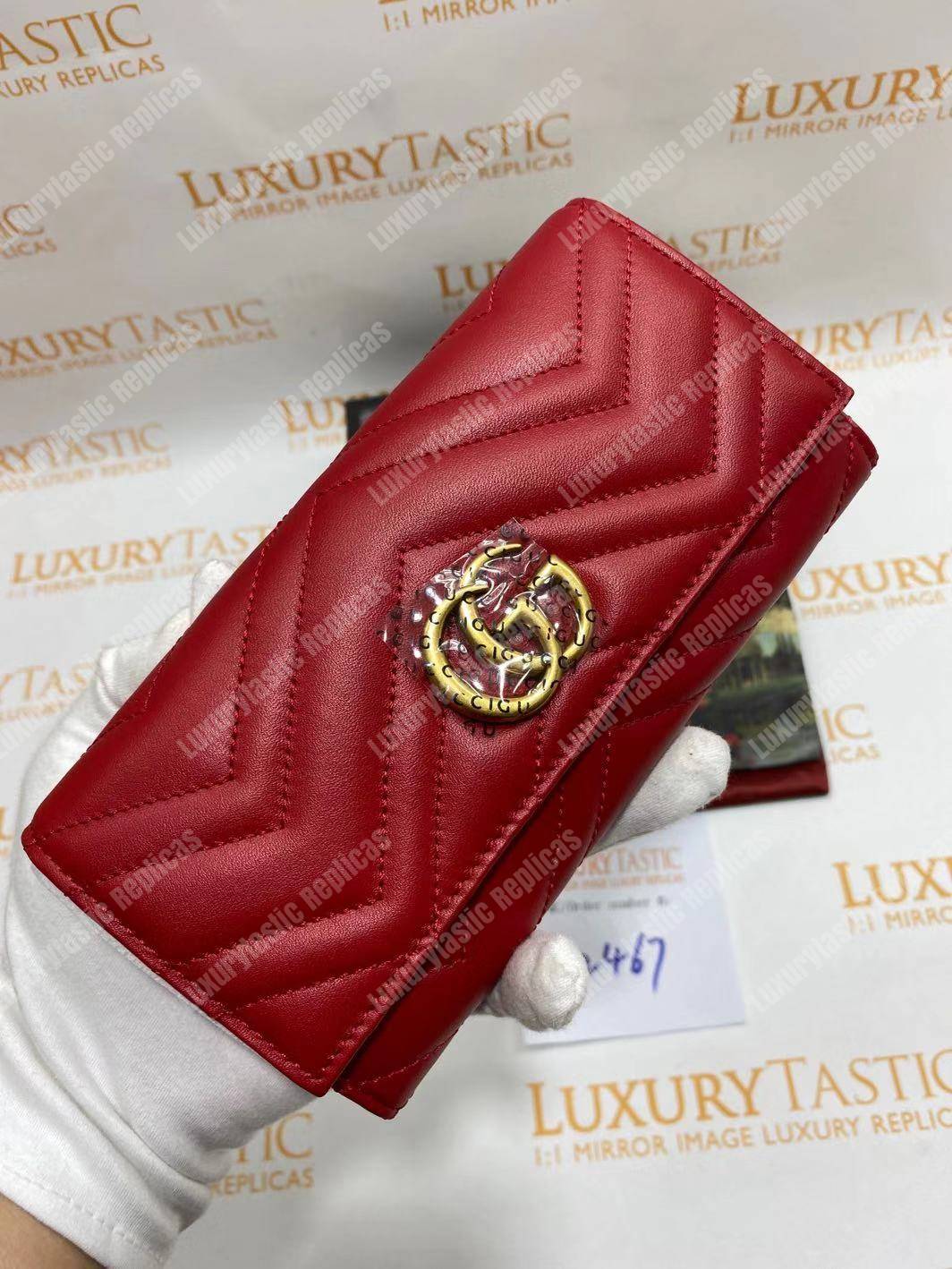 G*u*i gg marmont chevron continental wallet red
