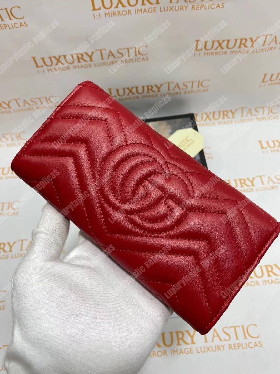 G*u*i gg marmont chevron continental wallet red