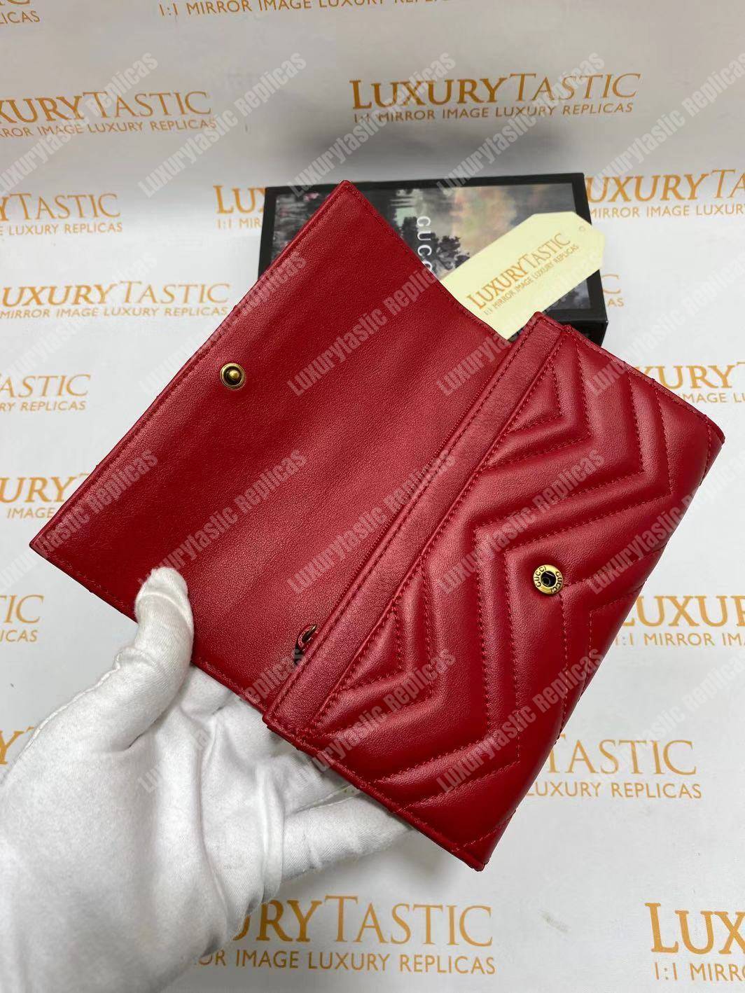 G*u*i gg marmont chevron continental wallet red