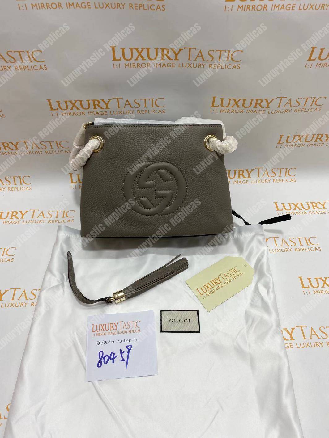 G*u*i soho leather chain strap shoulder bag grey