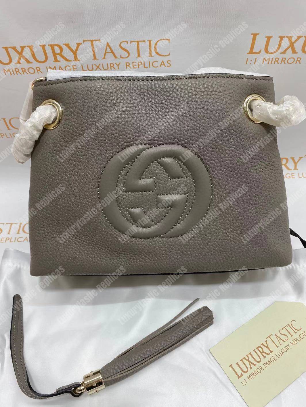 G*u*i soho leather chain strap shoulder bag grey