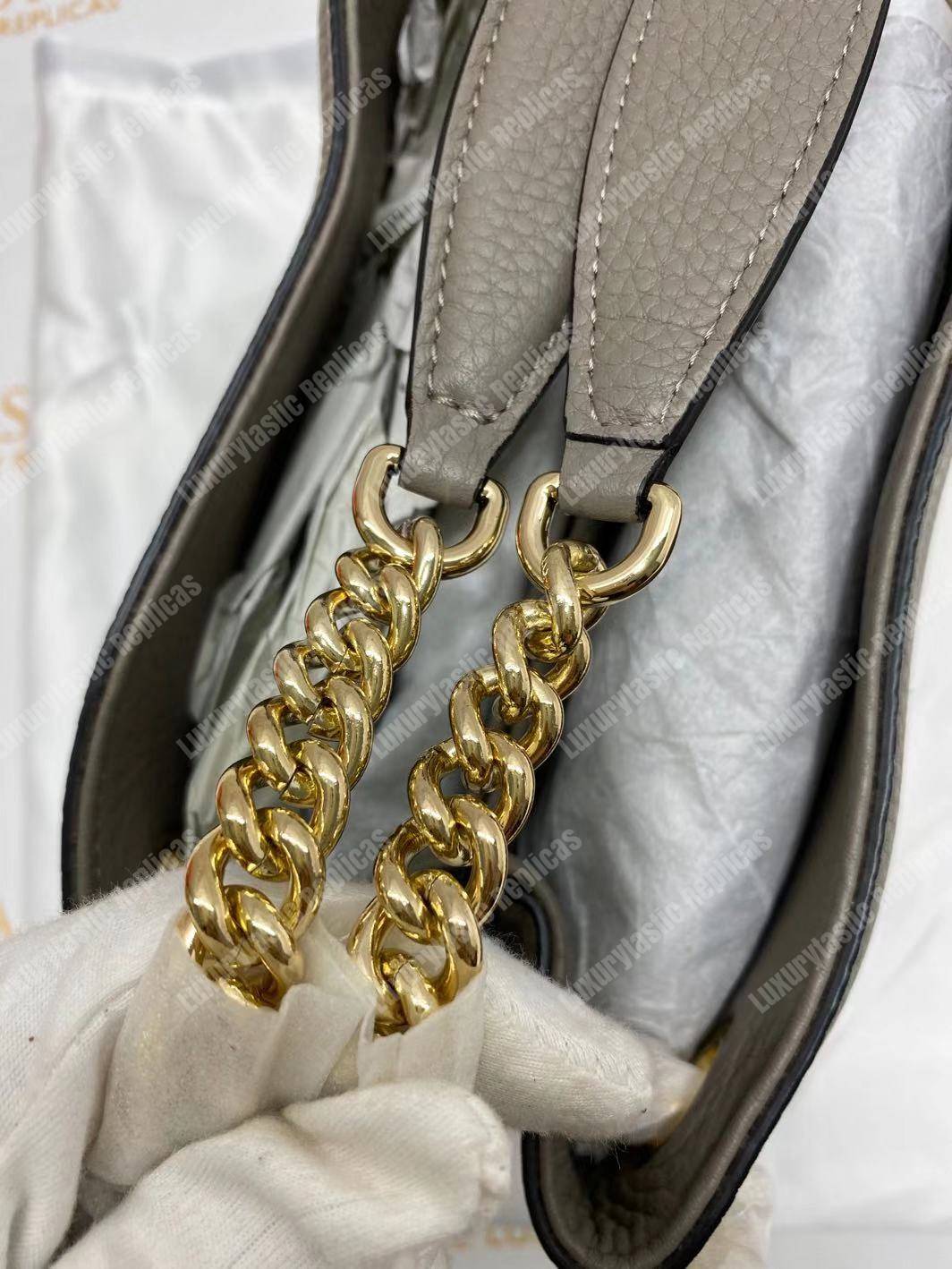 G*u*i soho leather chain strap shoulder bag grey