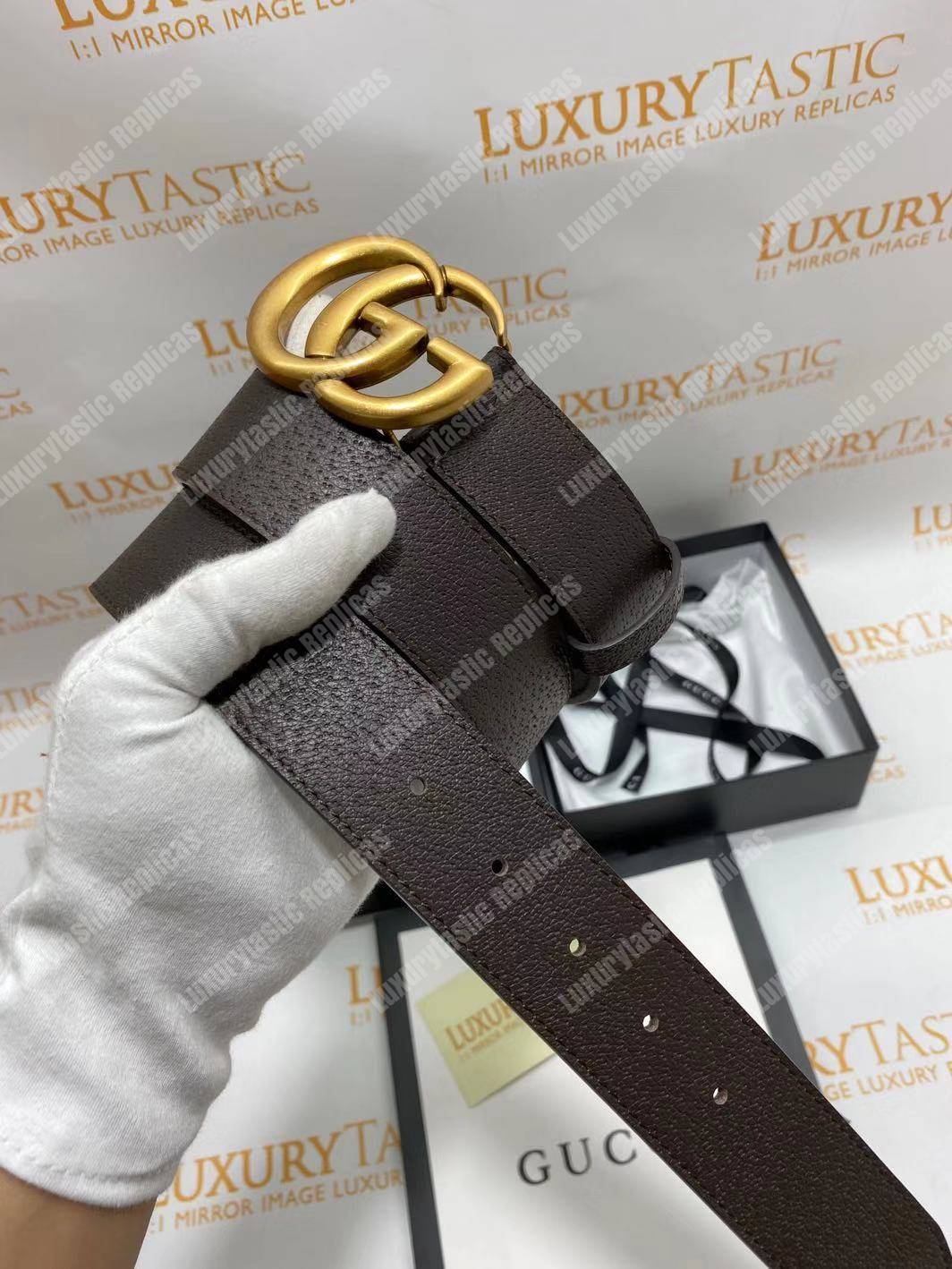 G*u*i brown leather belt with double g buckle