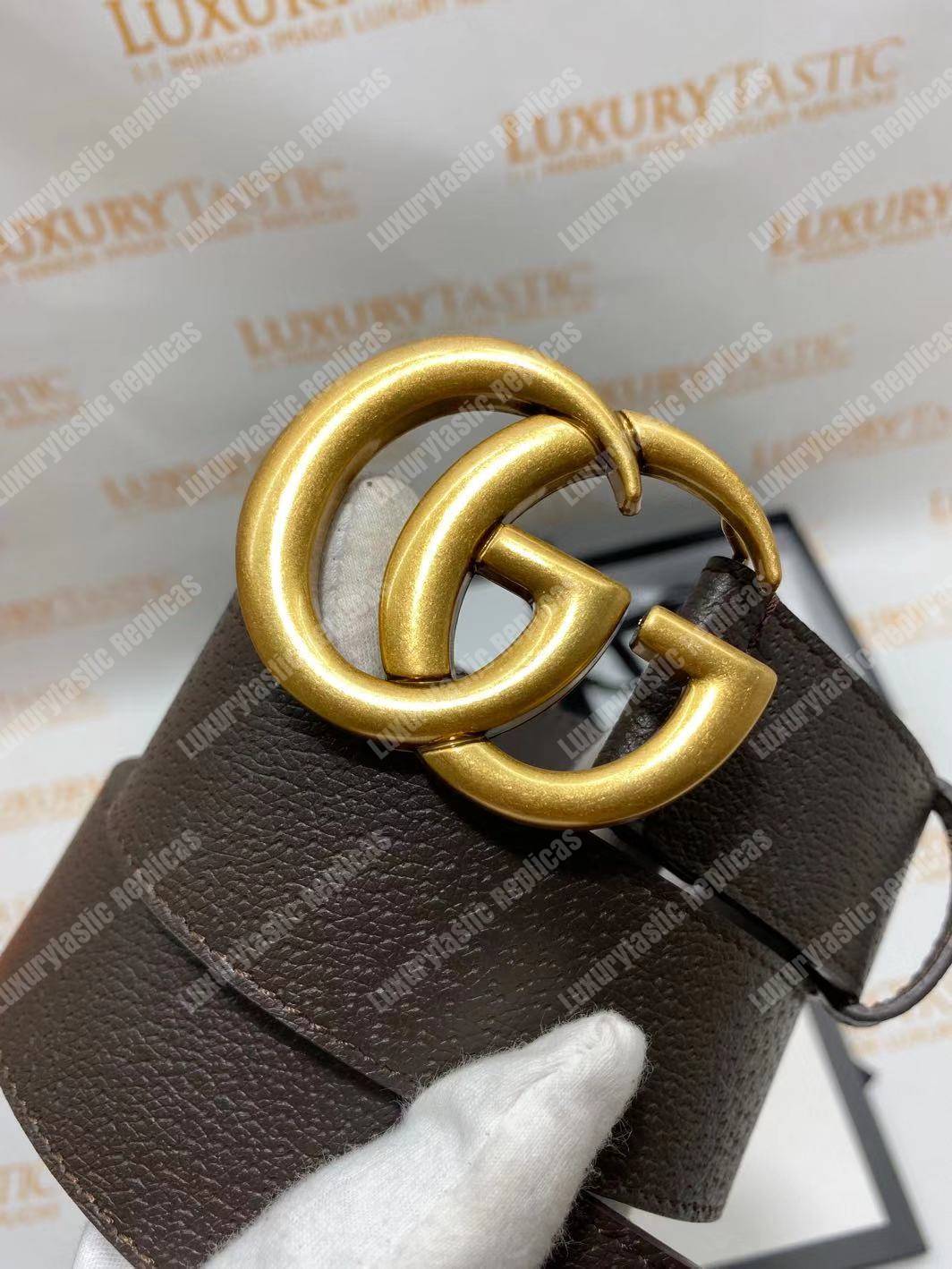 G*u*i brown leather belt with double g buckle