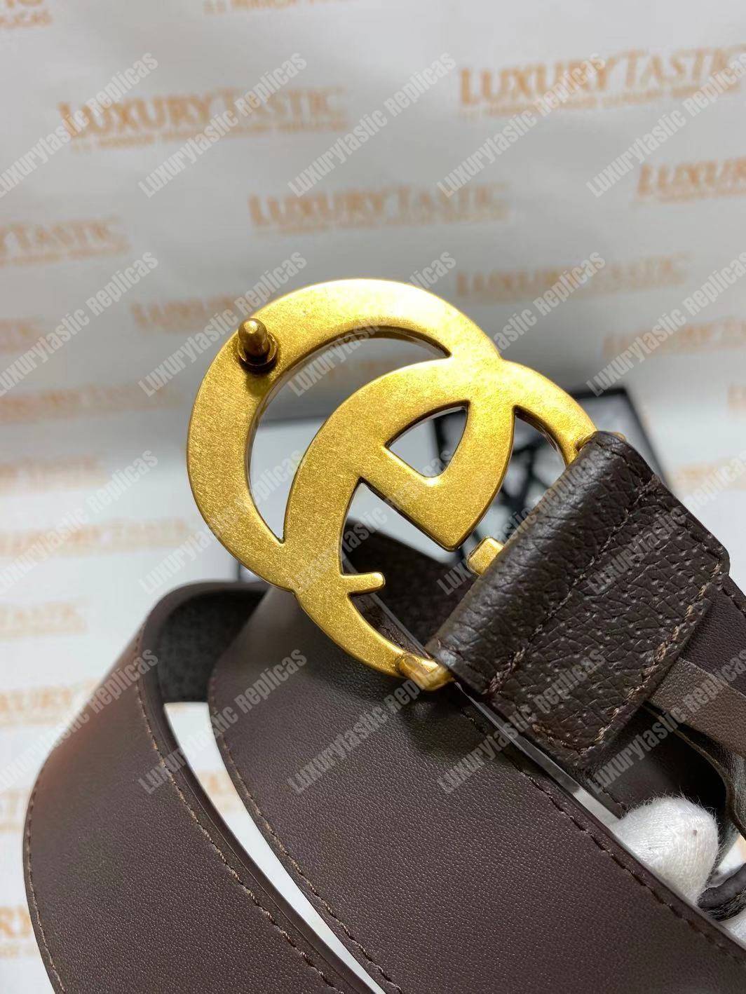 G*u*i brown leather belt with double g buckle