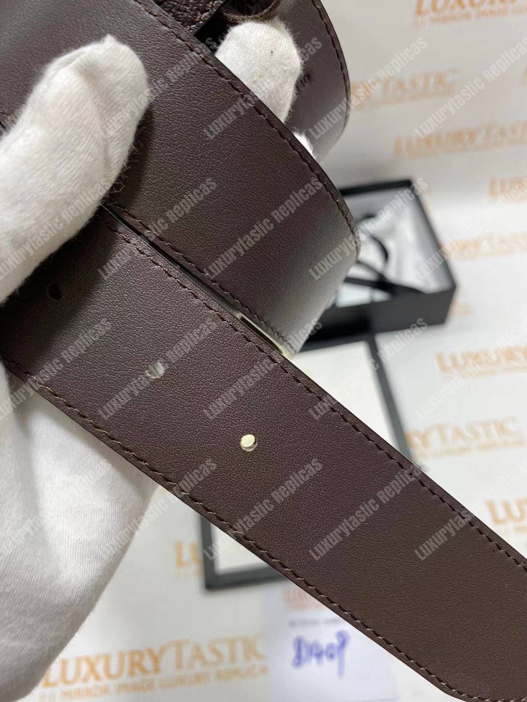 G*u*i brown leather belt with double g buckle