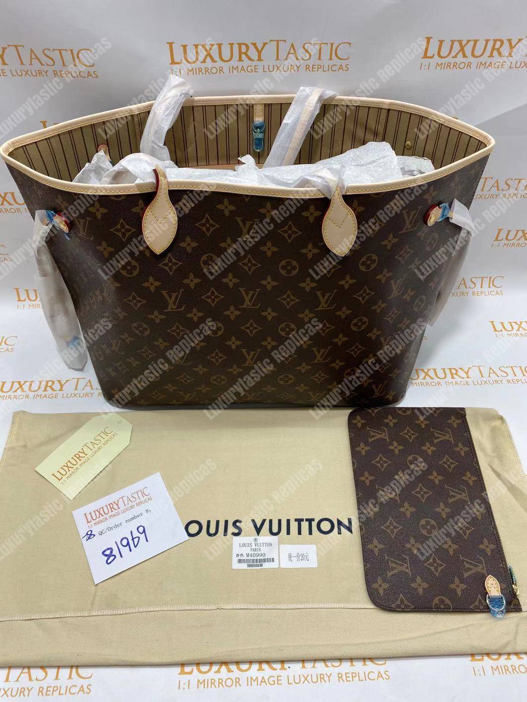 LV Neverfull GM Monogram Beige