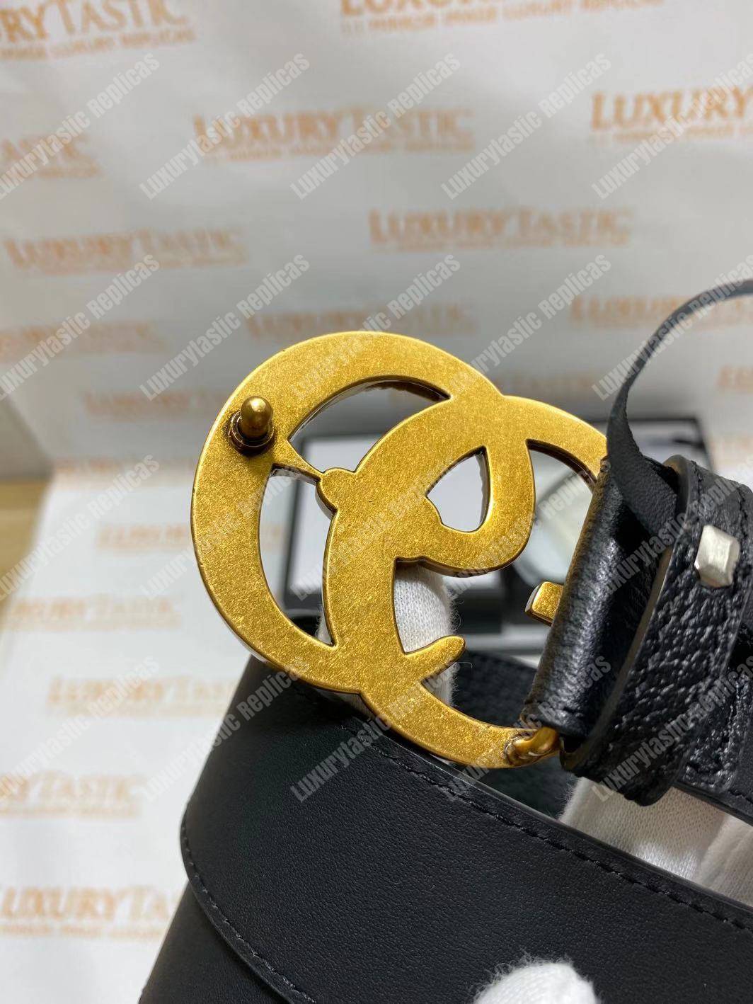 G*u*i leather belt with double g buckle with snake