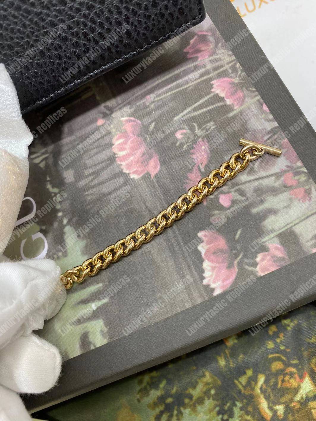 G*u*i gg marmont leather mini chain flap bag black