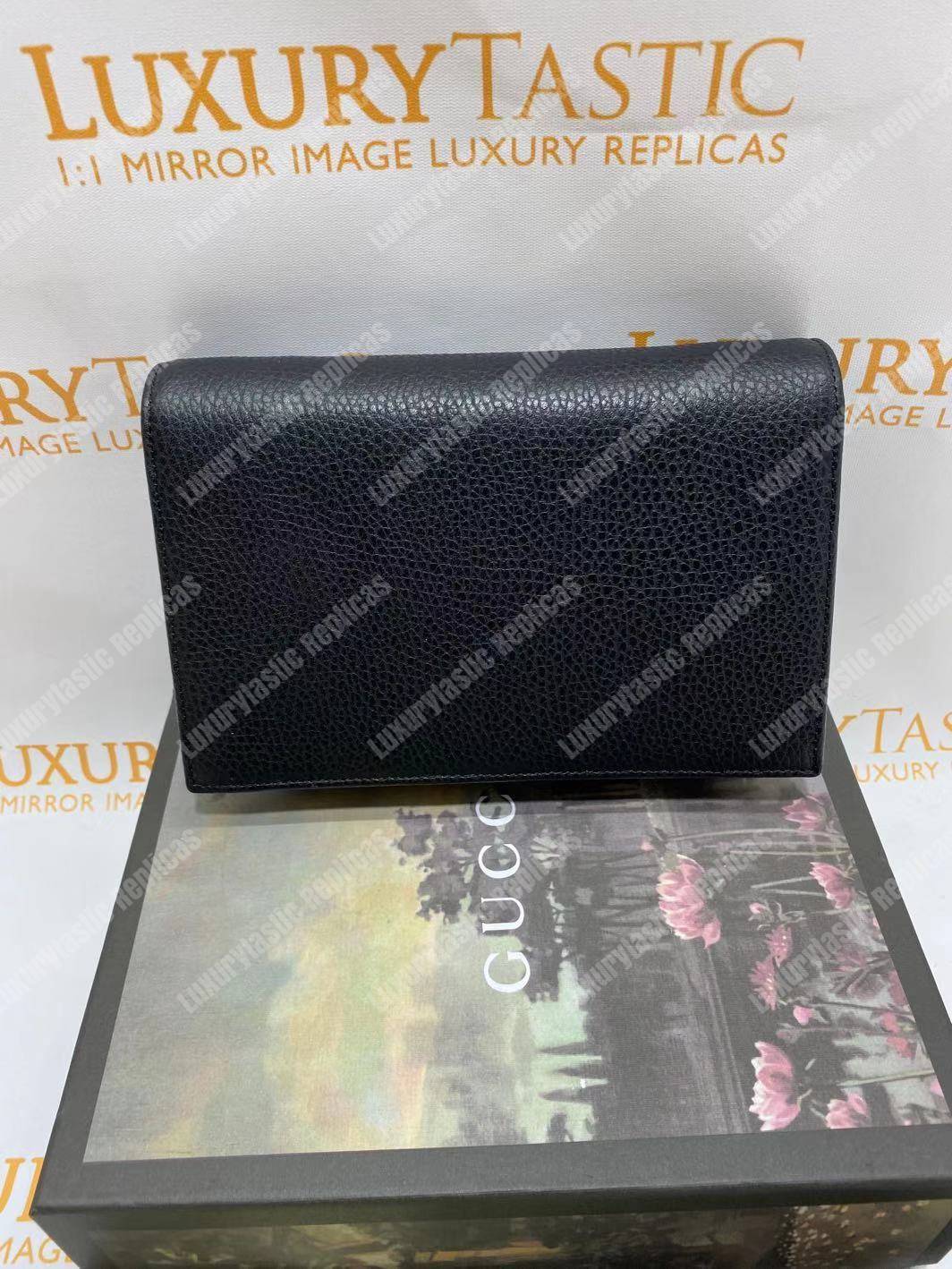 G*u*i gg marmont leather mini chain flap bag black