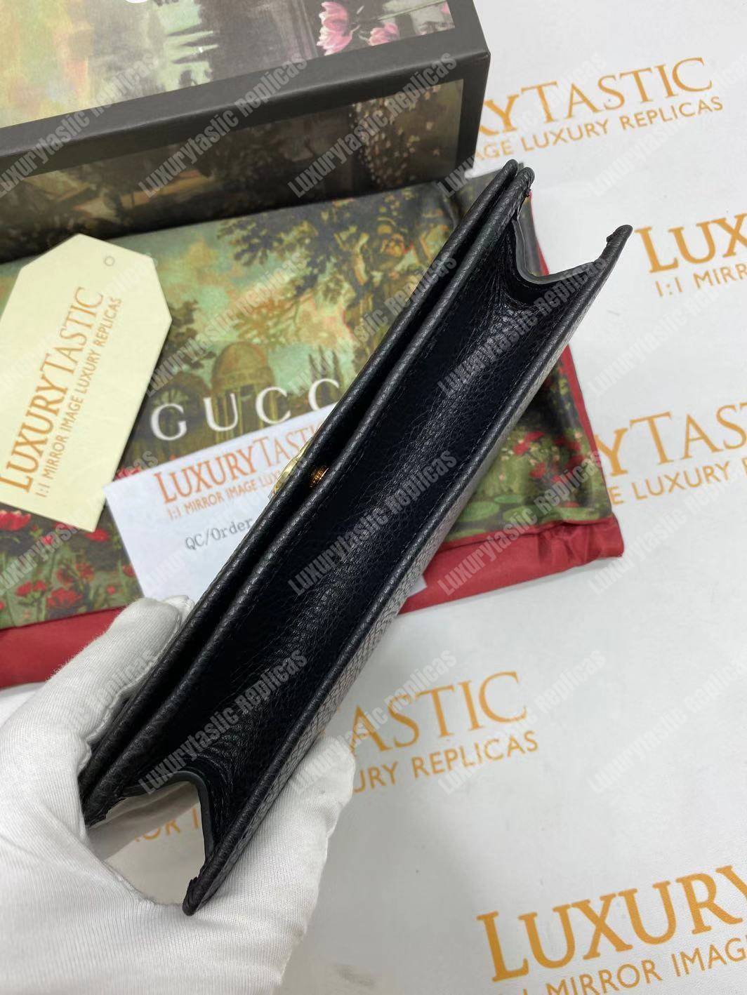 G*u*i gg marmont leather mini chain flap bag black