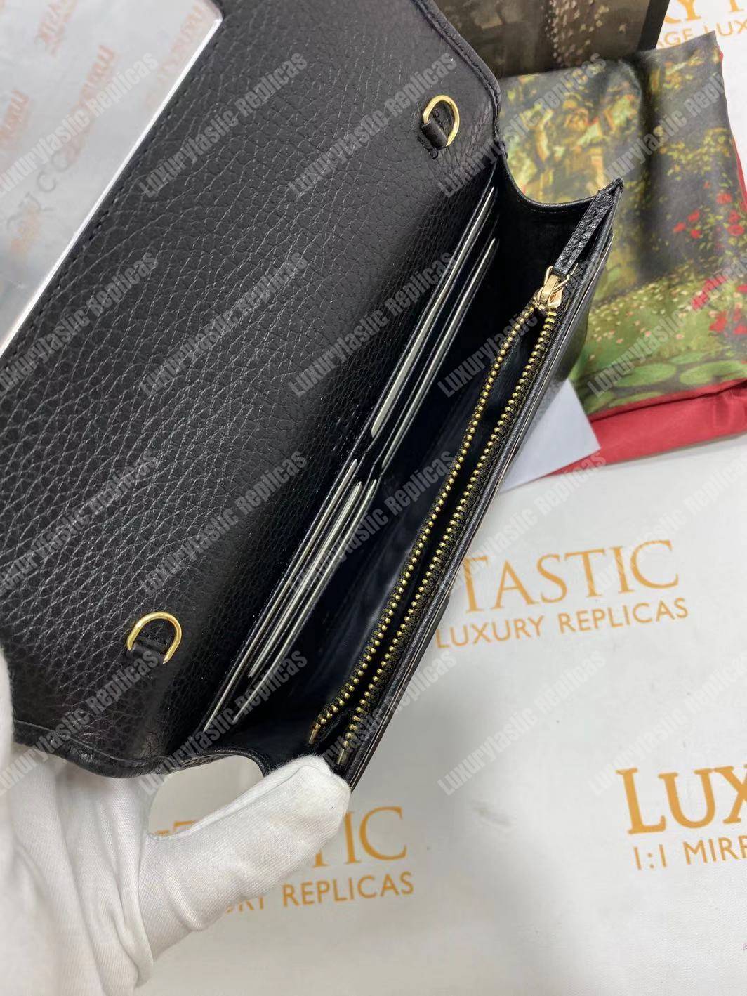 G*u*i gg marmont leather mini chain flap bag black