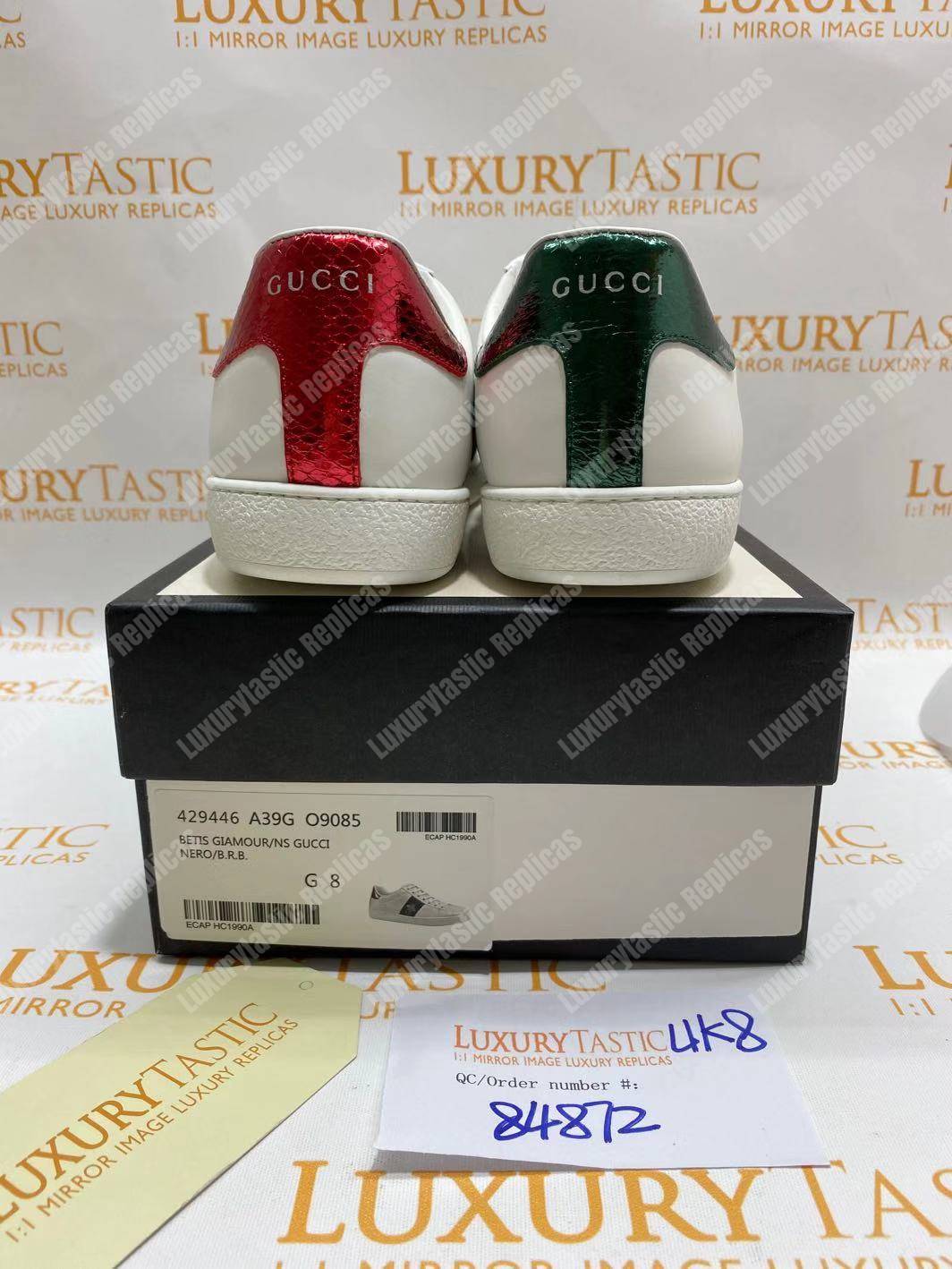 G*u*i ace embroidered bee sneaker white