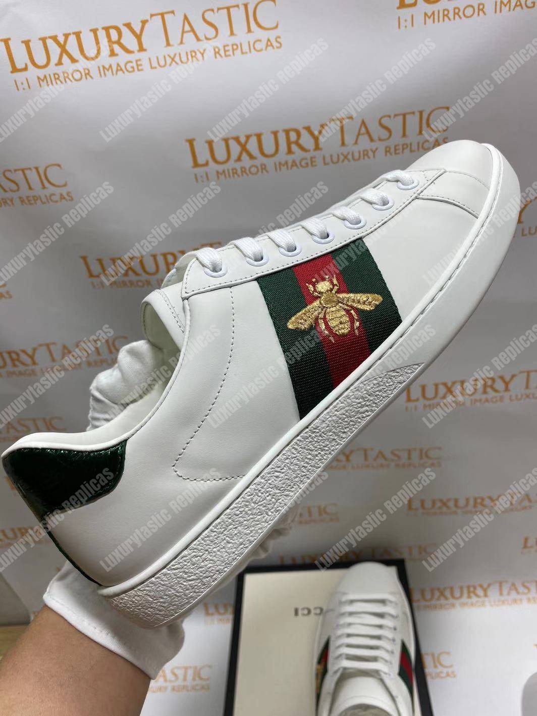 G*u*i ace embroidered bee sneaker white