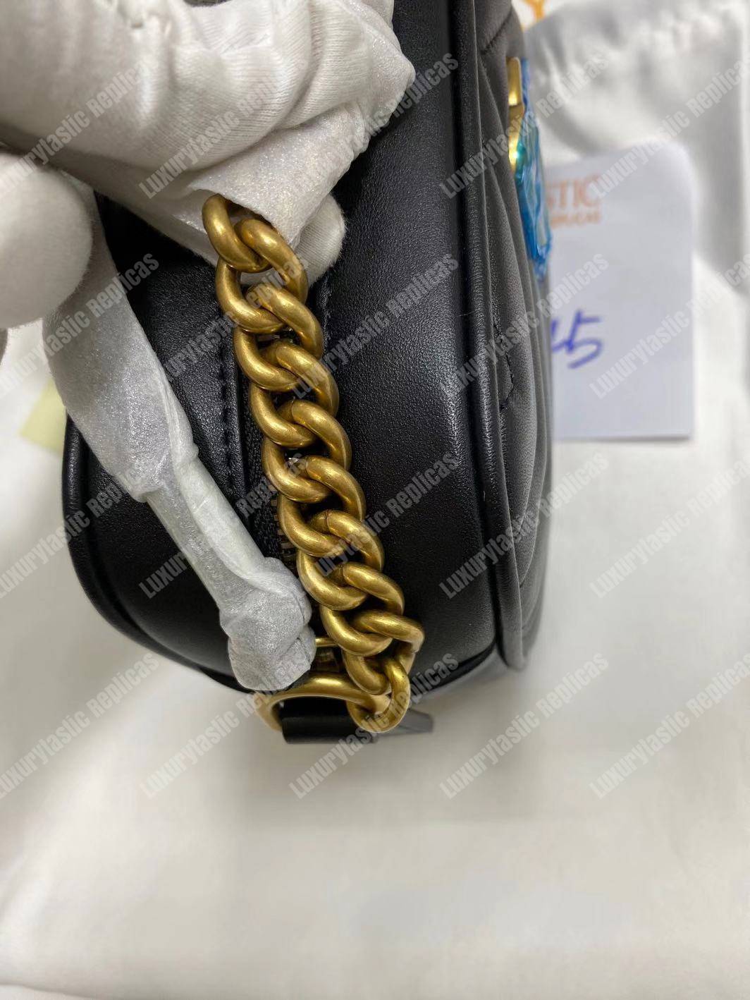 G*u*i gg marmont matelassé mini bag black