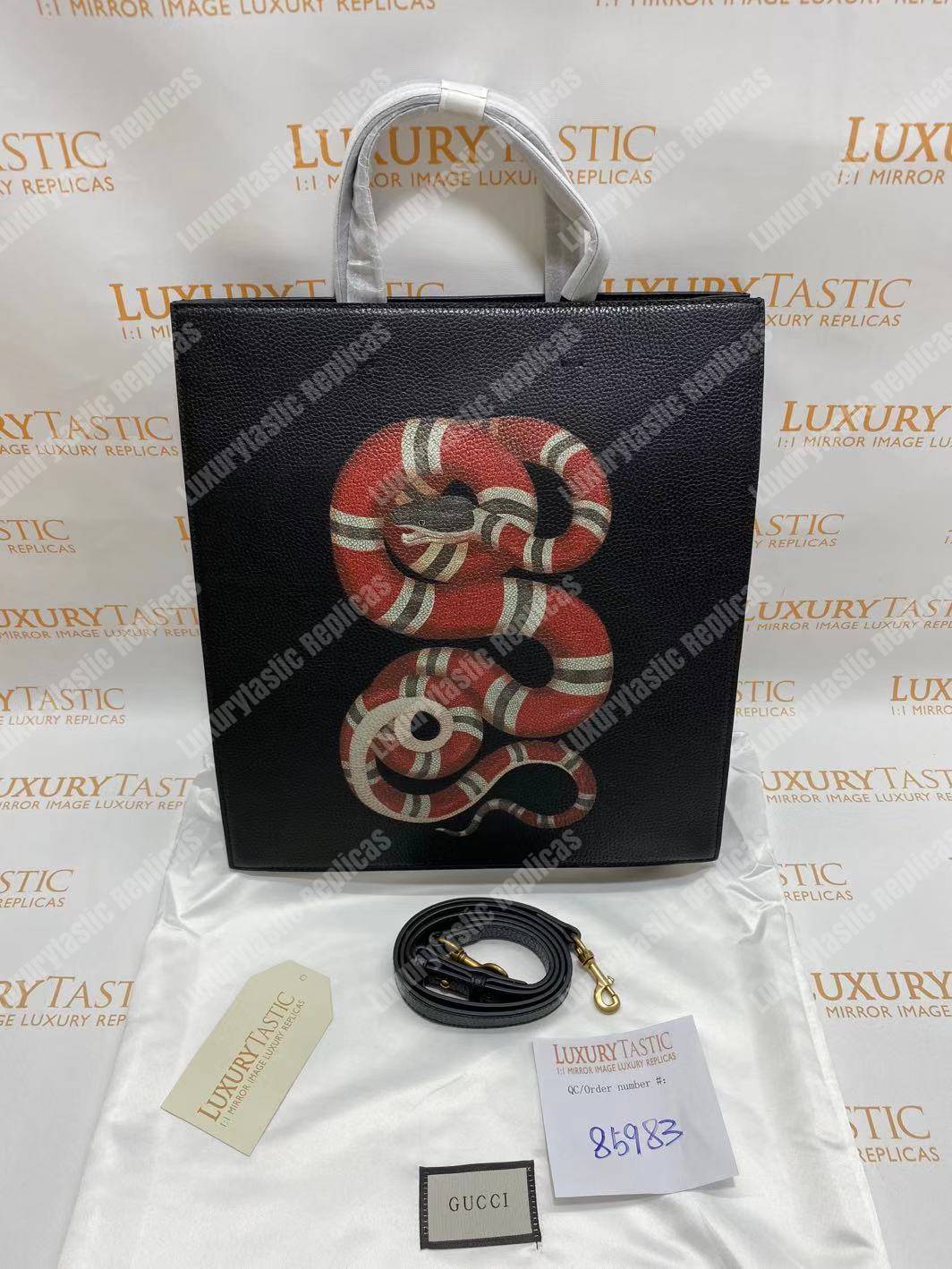 G*u*i kingsnake print leather tote