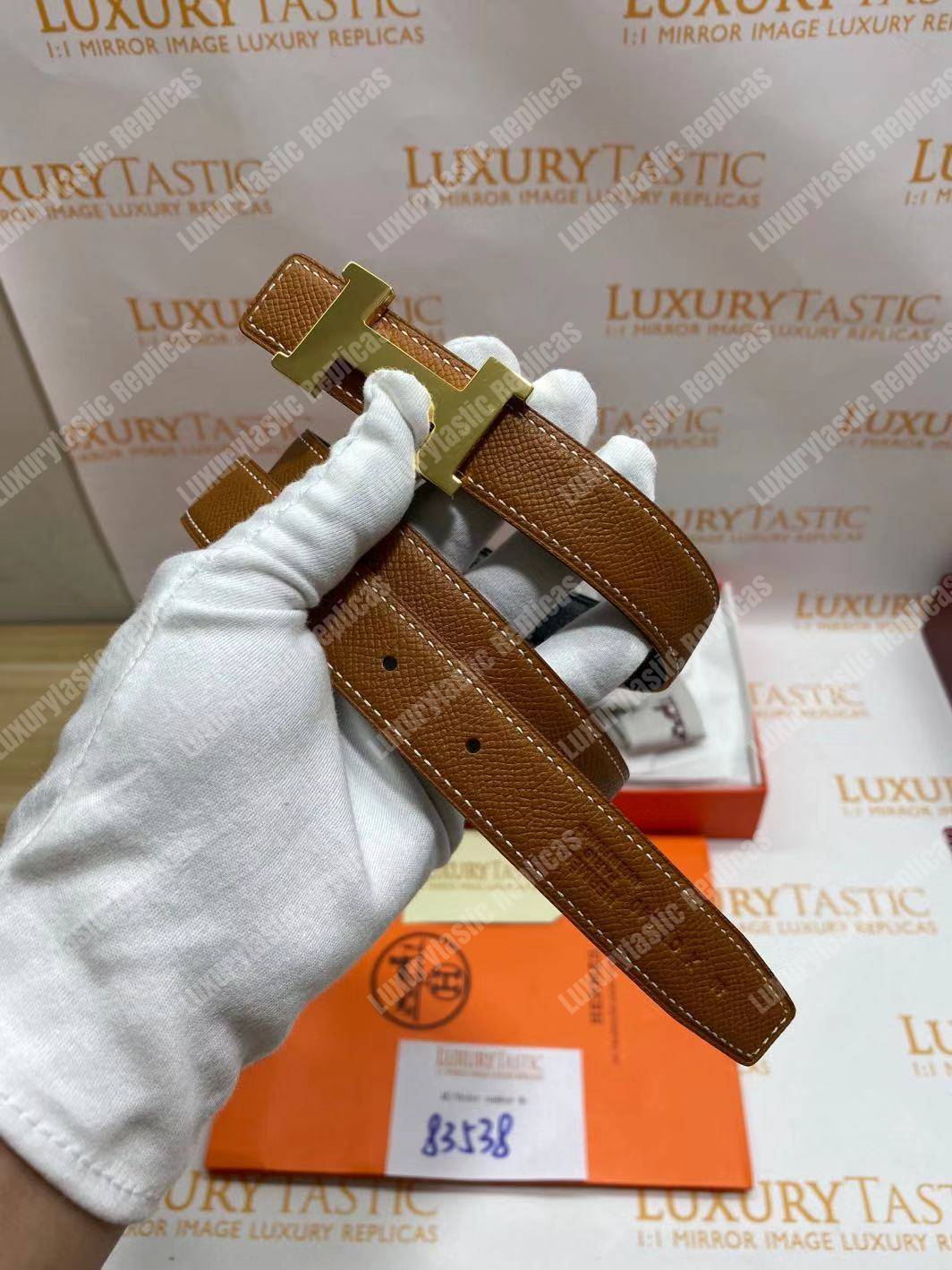 H**mes mini 5382 belt buckle & reversible leather strap brown / black