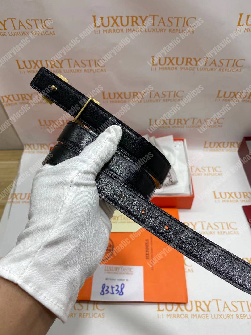 H**mes mini 5382 belt buckle & reversible leather strap brown / black