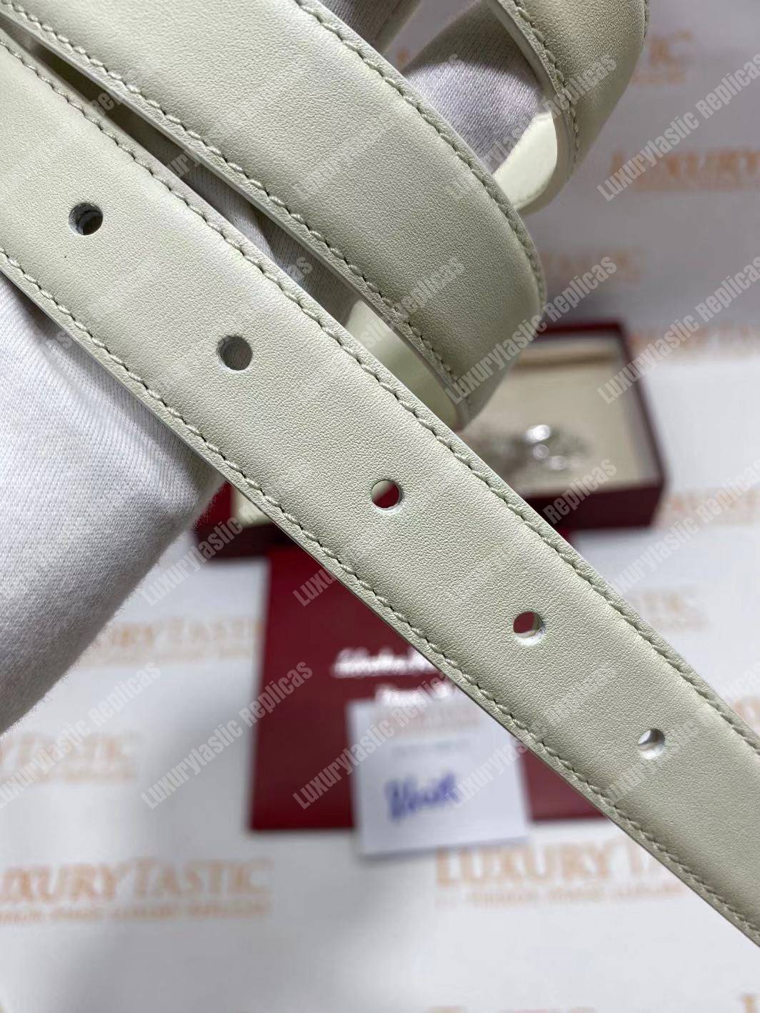 Salvatore Ferragamo Adjustable Gancini Belt White