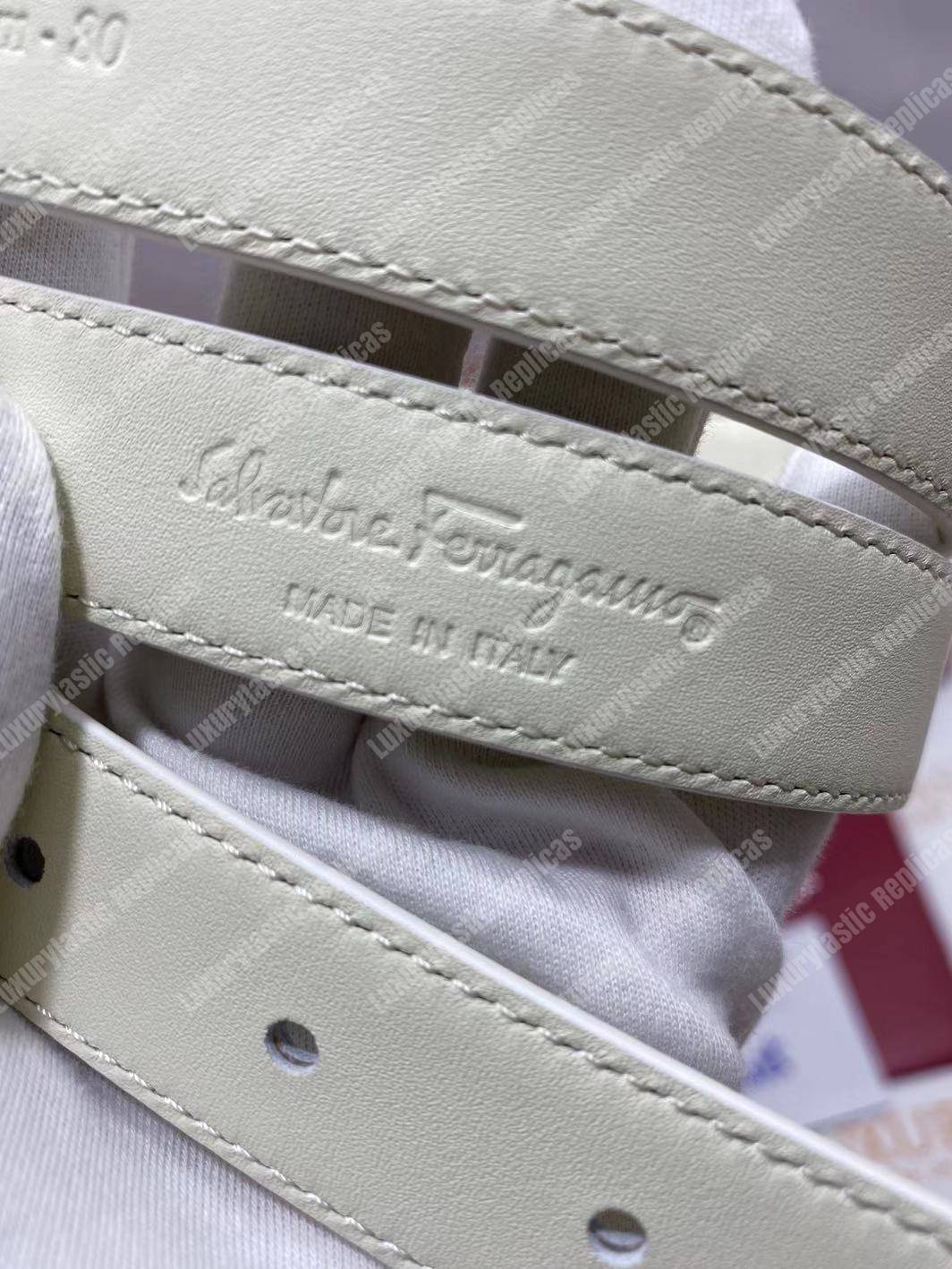 Salvatore Ferragamo Adjustable Gancini Belt White