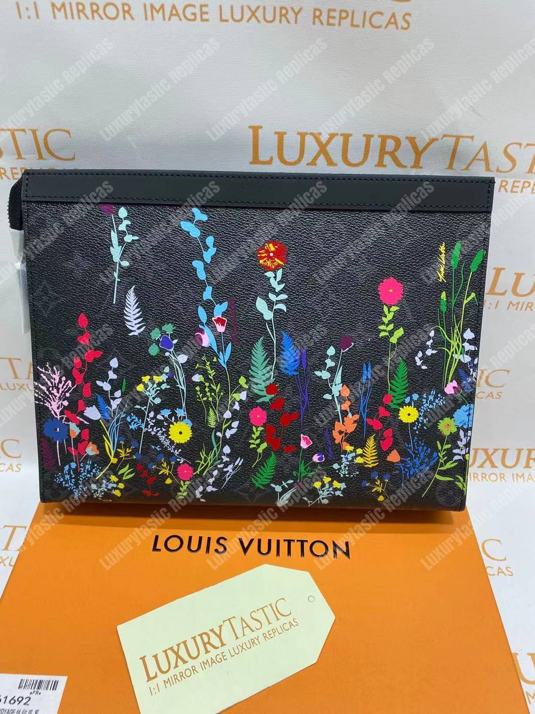 LV Flower Pochette Voyage MM Monogram Eclipse Canvas