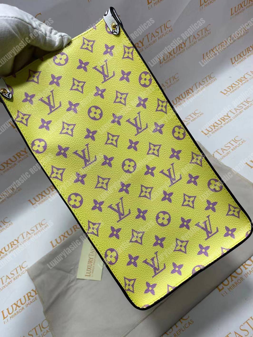 LV Onthego Monogram Toron Handle Rouge Tote Bag GM