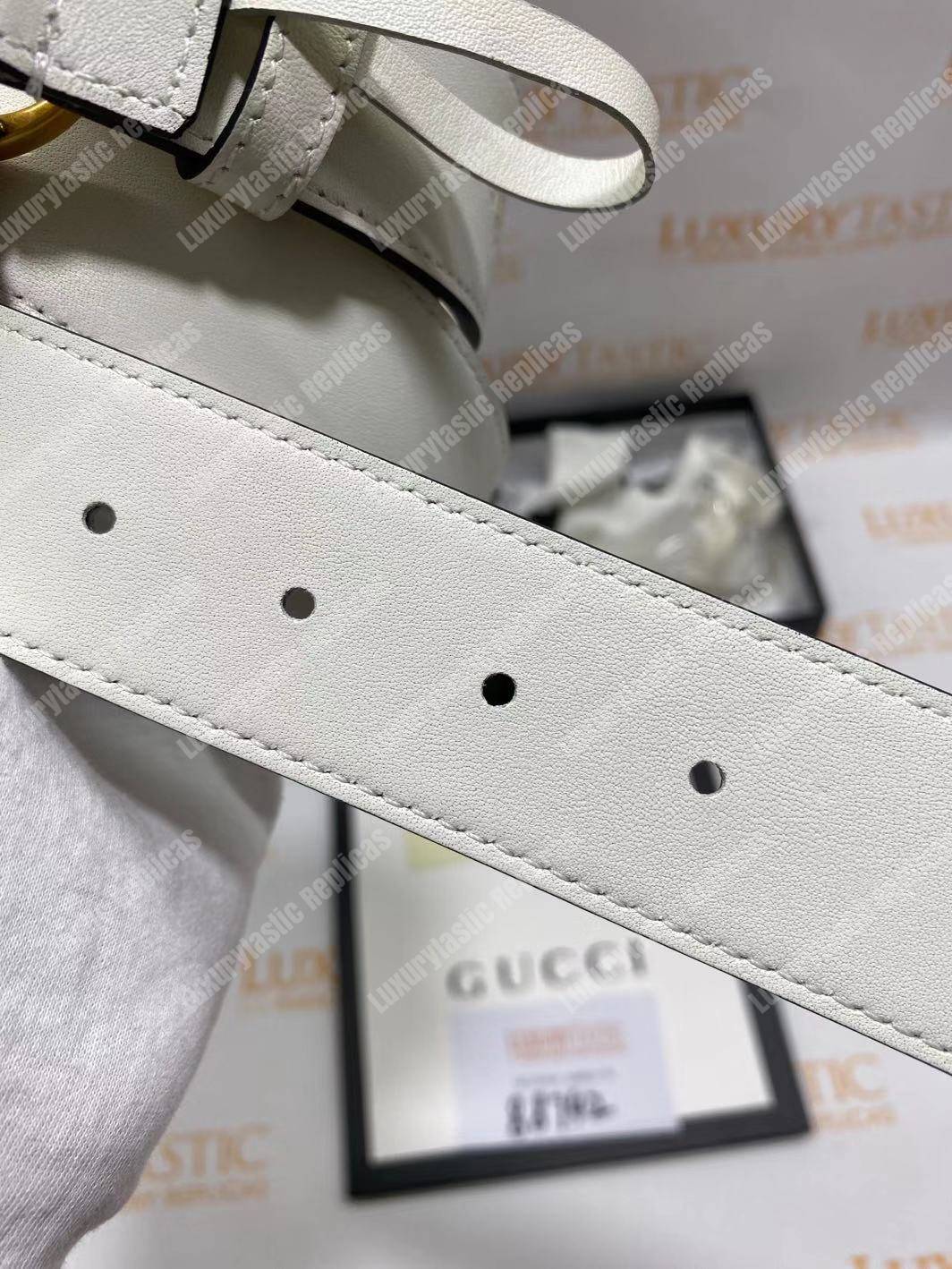 G*u*i leather belt with double g buckle white