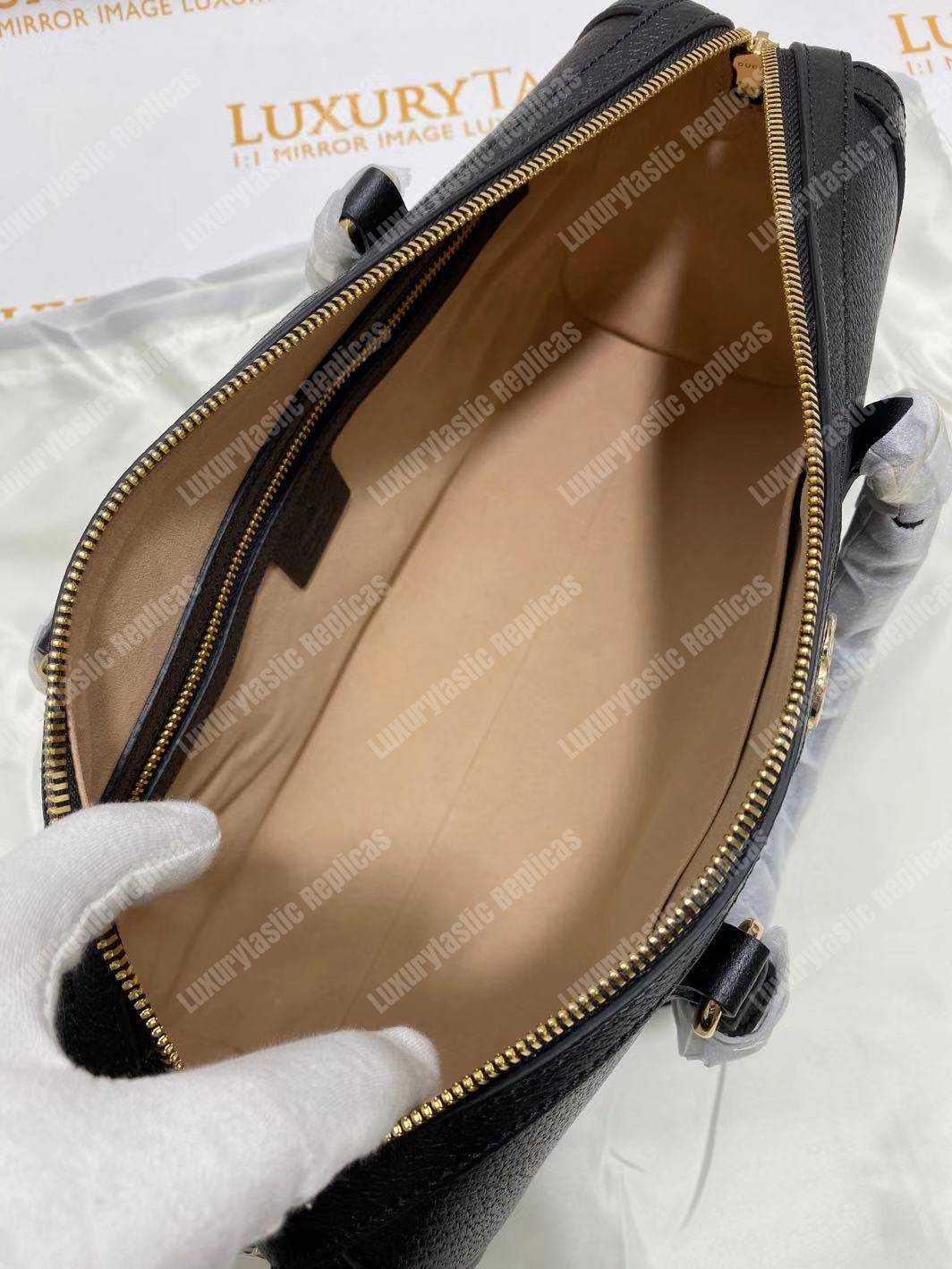 G*u*i ophidia medium top handle bag black