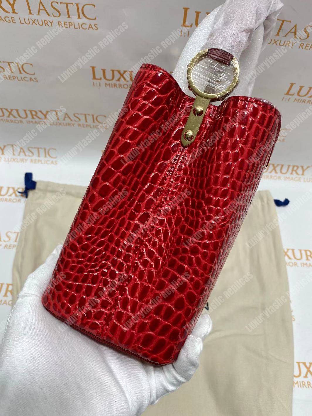 LV Capucines PM Crocodilien Mat Cerise