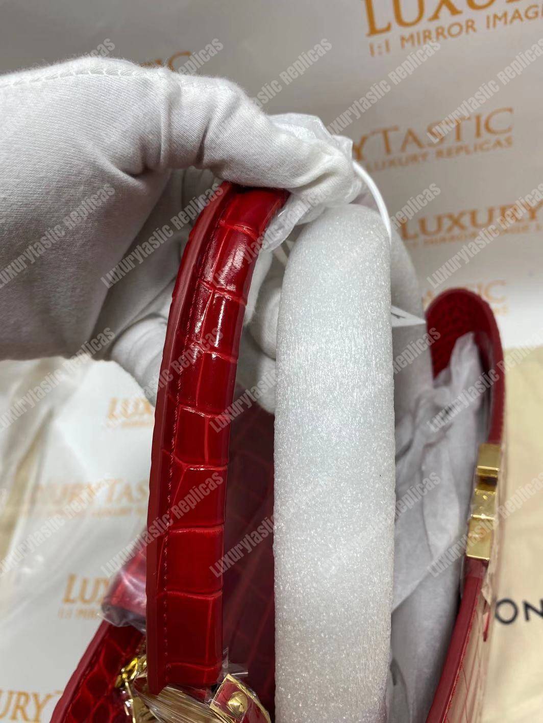 LV Capucines PM Crocodilien Mat Cerise