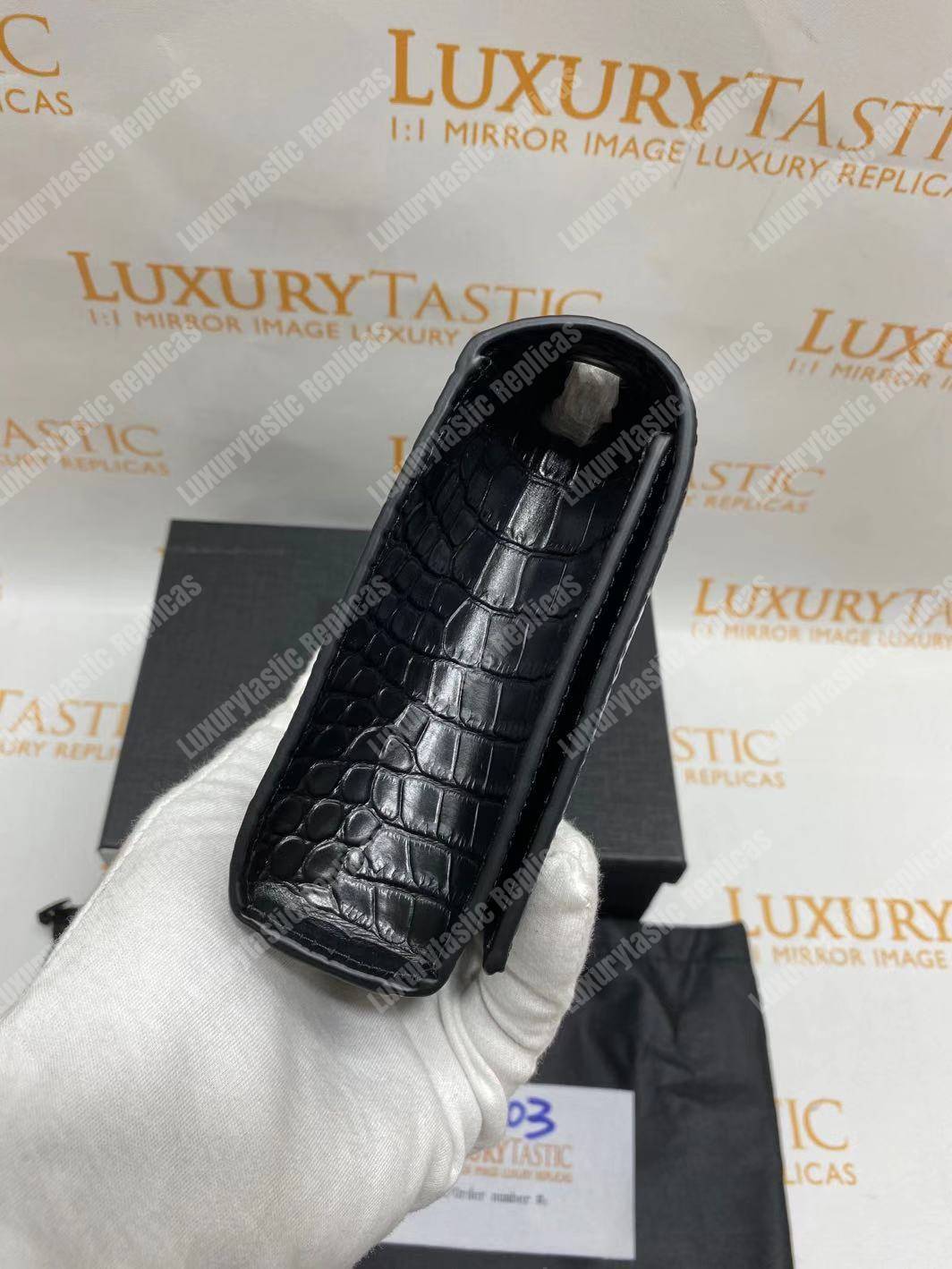 Saint Laurent Kate Small With Tassel Black Crocodile