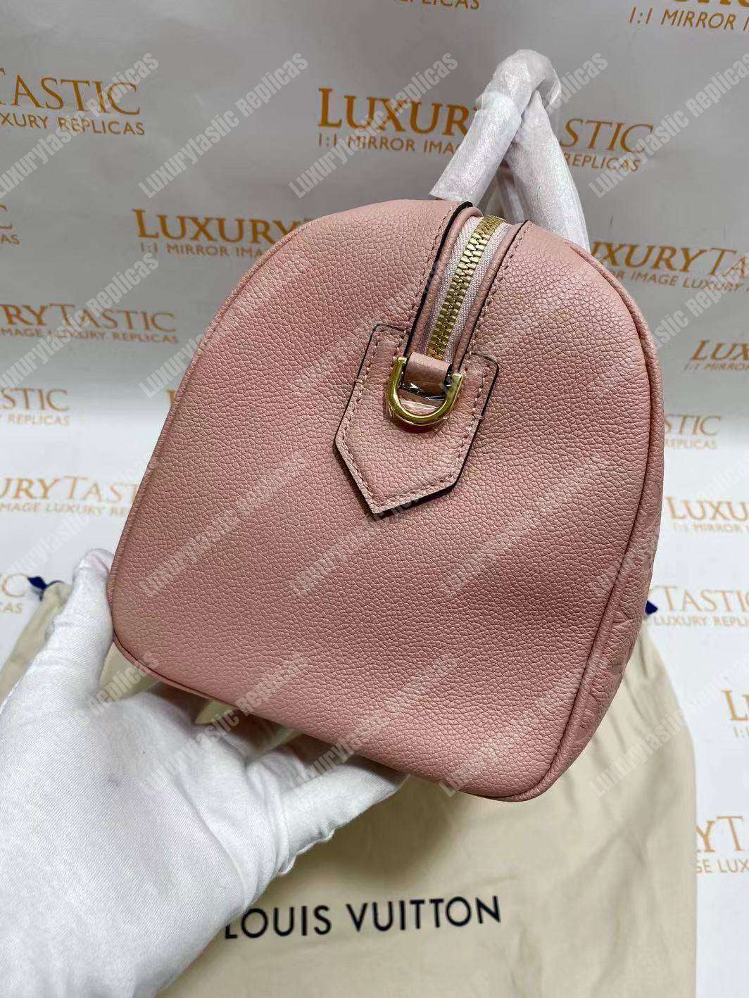 LV Speedy Bandouliere 30 Monogram Empreinte Leather Rose Poudre