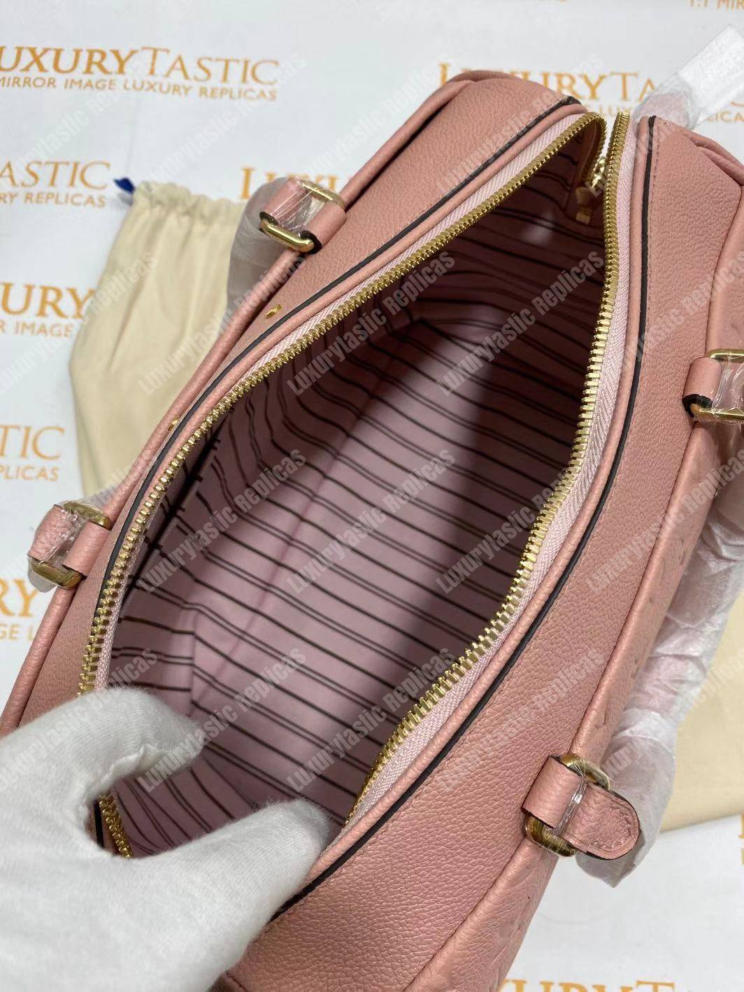 LV Speedy Bandouliere 30 Monogram Empreinte Leather Rose Poudre