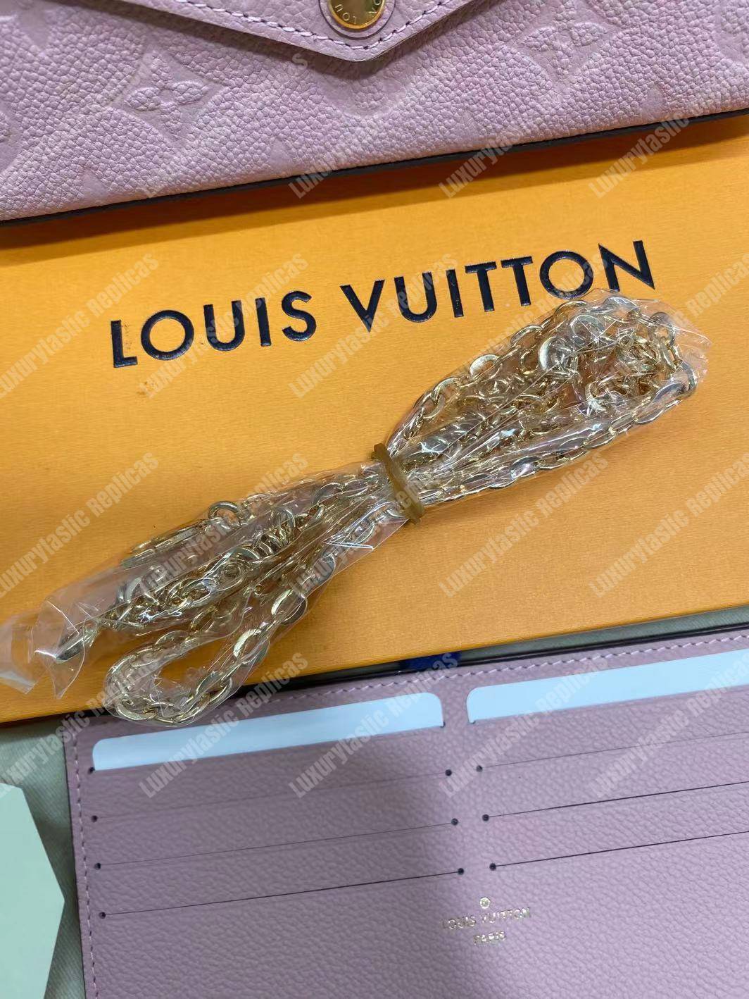 LV Pochette Felicie Monogram Empreinte Leather Rose Poudre