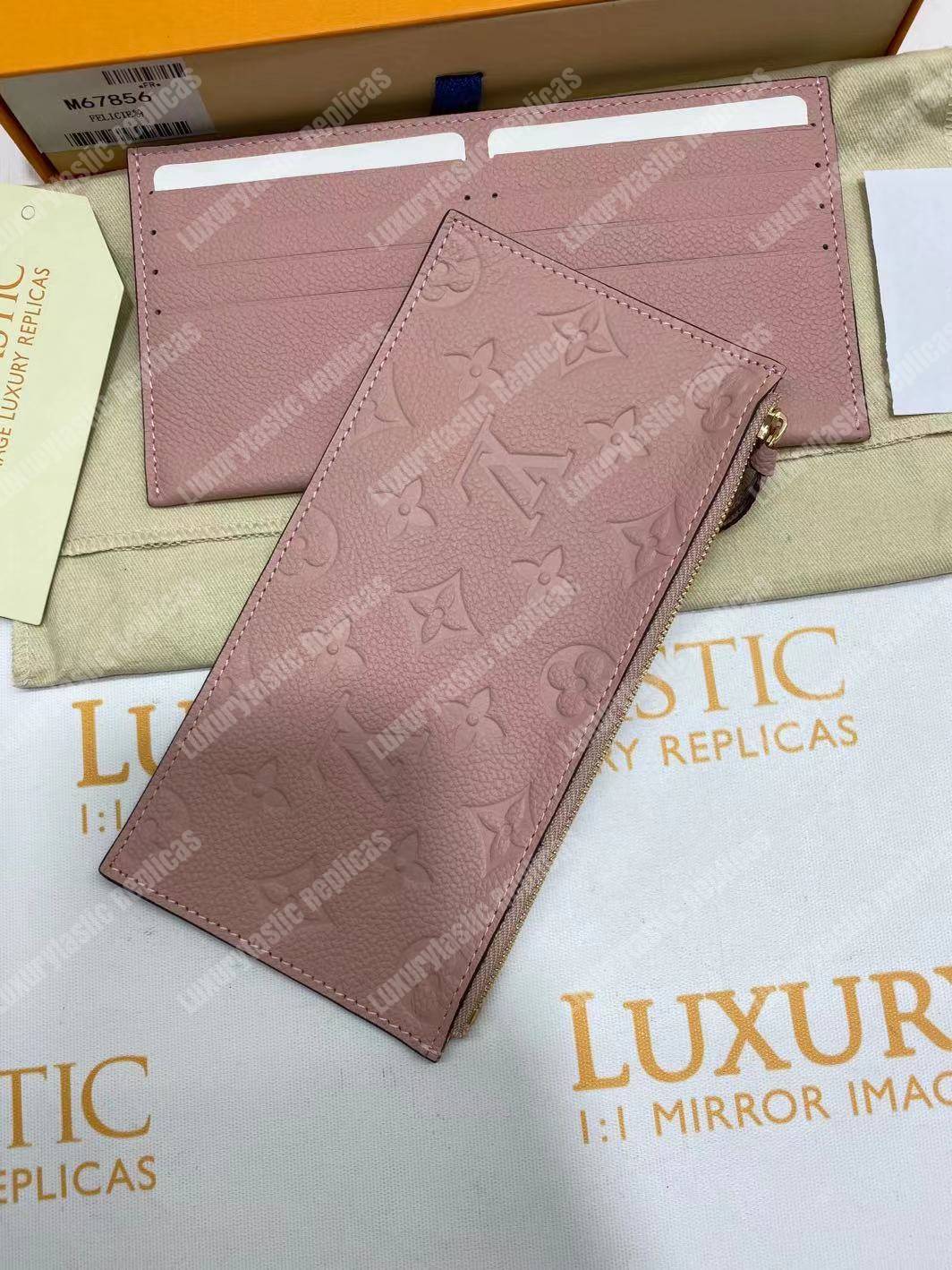 LV Pochette Felicie Monogram Empreinte Leather Rose Poudre