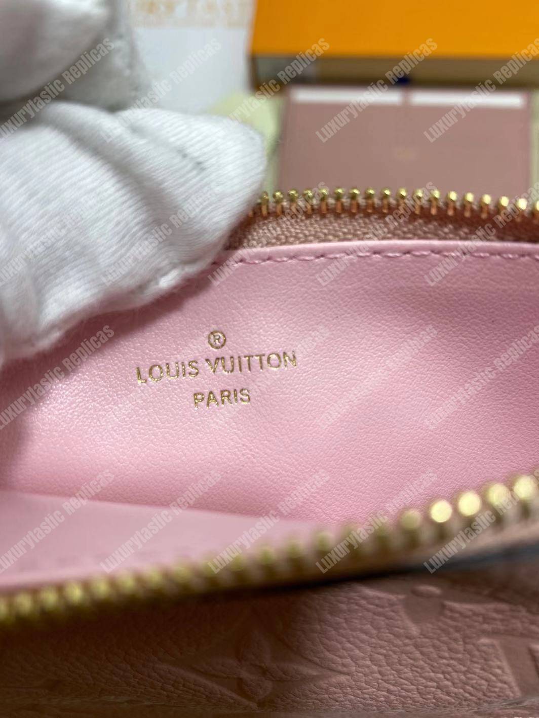 LV Pochette Felicie Monogram Empreinte Leather Rose Poudre