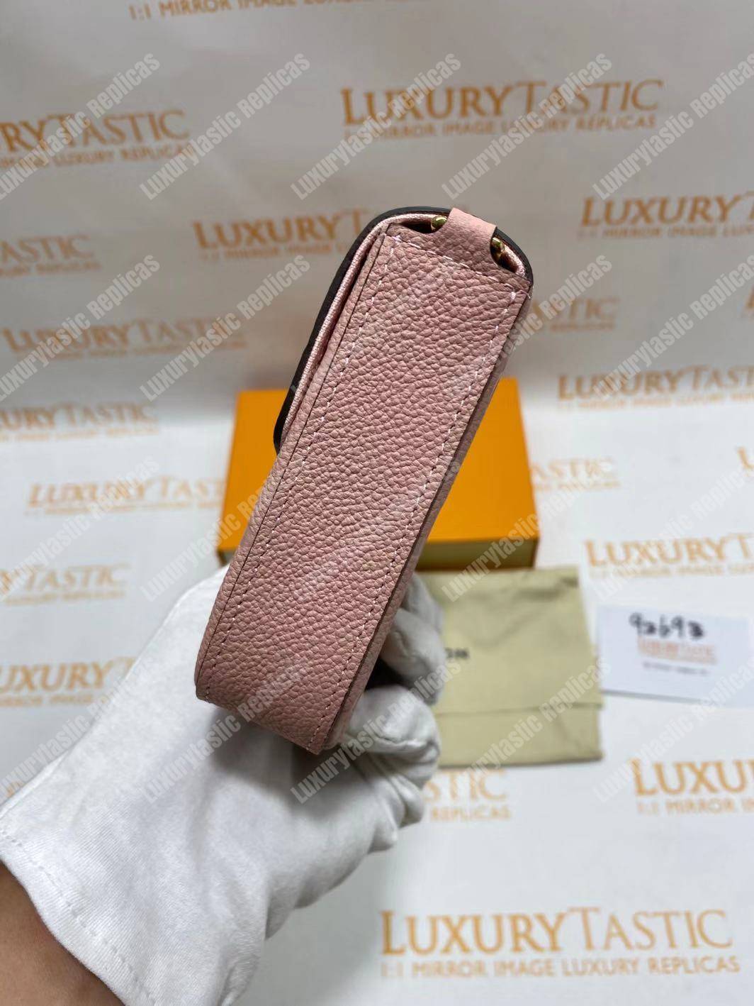 LV Pochette Felicie Monogram Empreinte Leather Rose Poudre