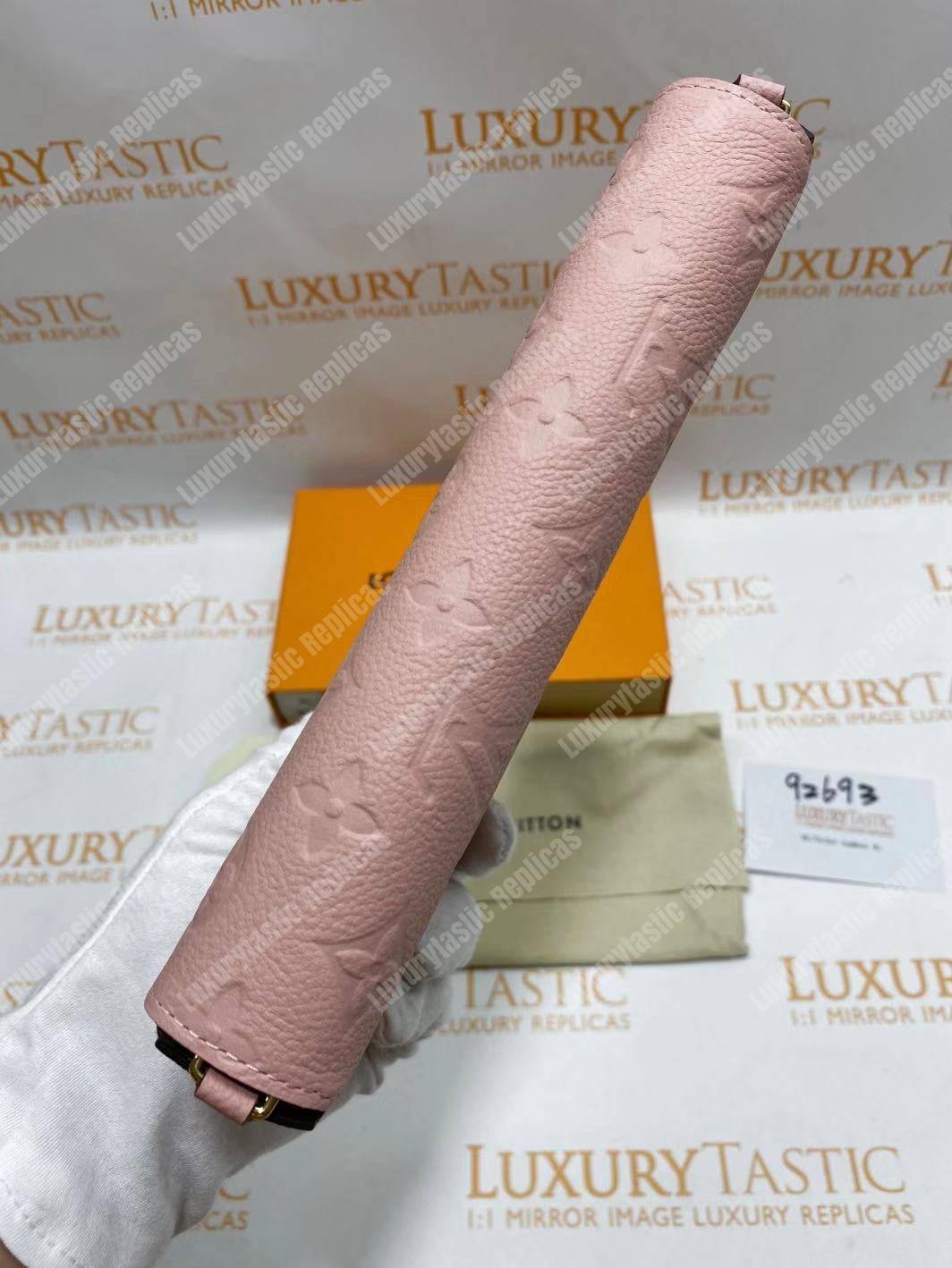 LV Pochette Felicie Monogram Empreinte Leather Rose Poudre