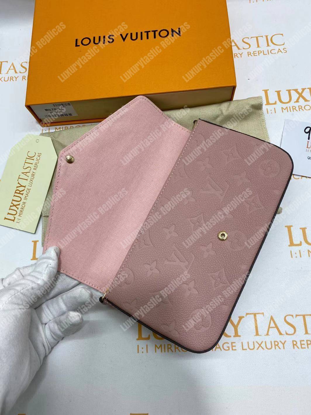 LV Pochette Felicie Monogram Empreinte Leather Rose Poudre