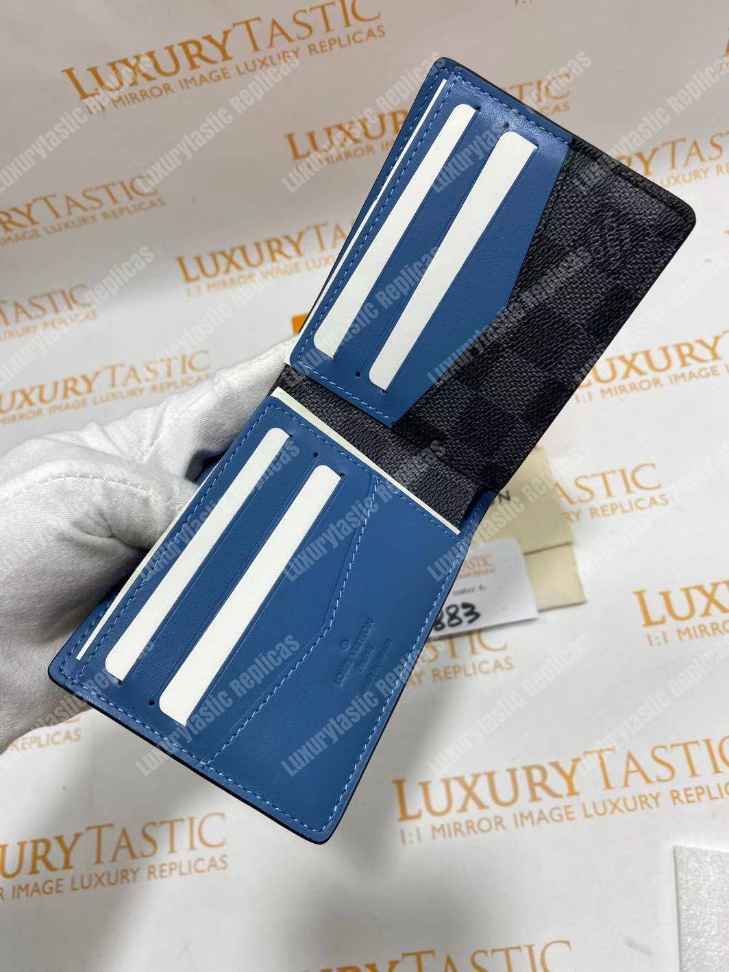 LV Slender Wallet Damier Graphite Blue Stripe