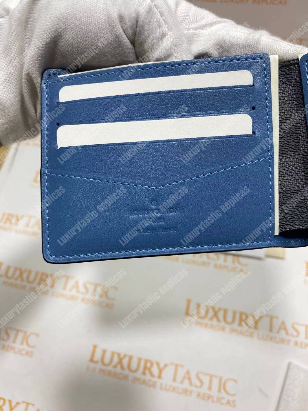 LV Slender Wallet Damier Graphite Blue Stripe