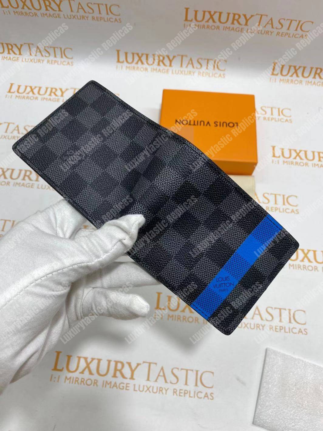 LV Slender Wallet Damier Graphite Blue Stripe