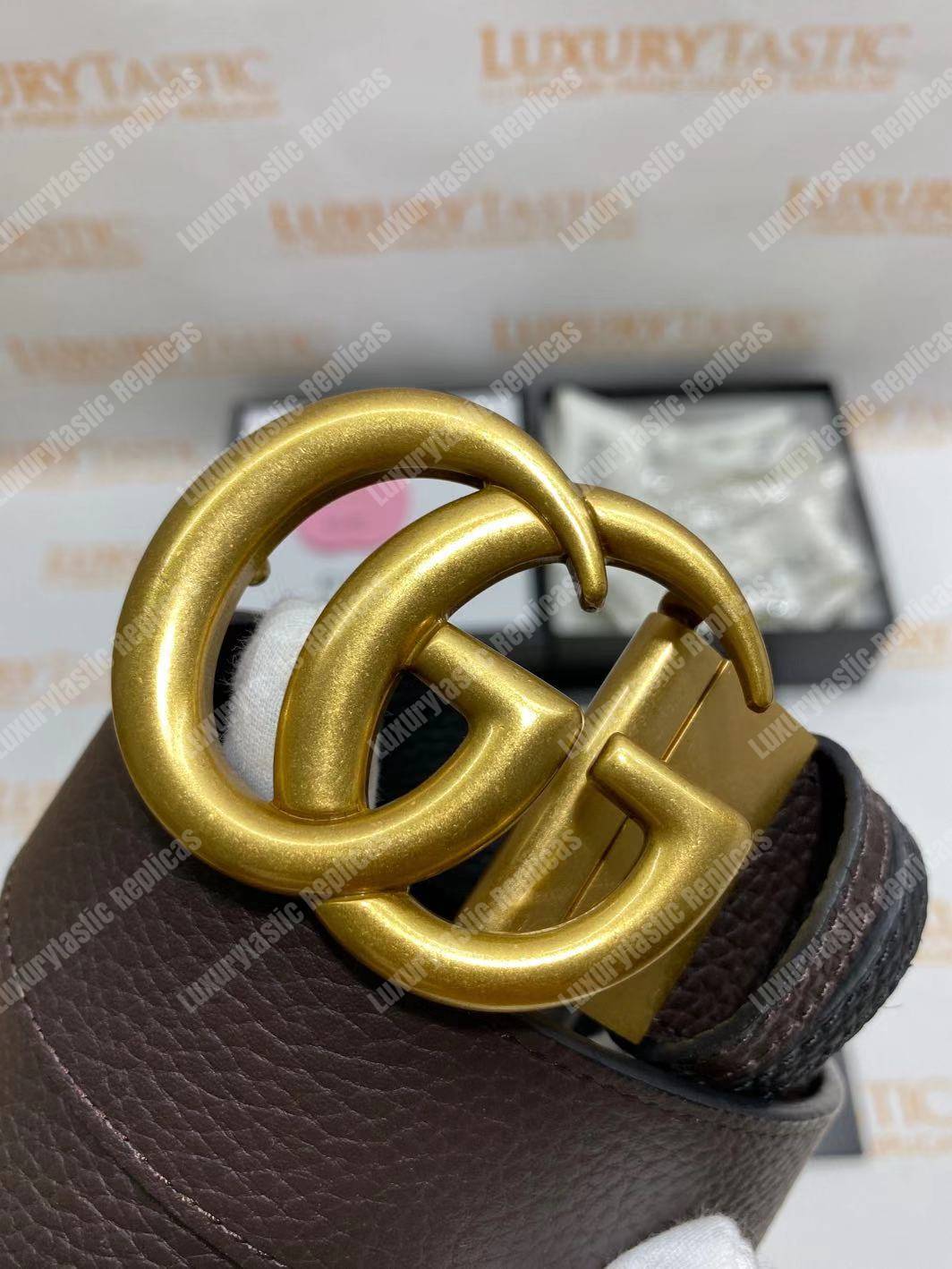 G*u*i reversible leather belt with double g buckle