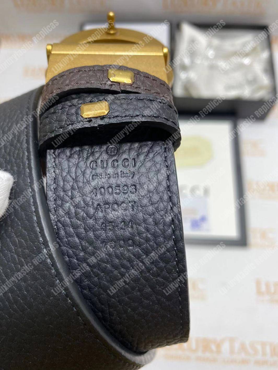 G*u*i reversible leather belt with double g buckle